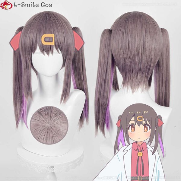 Fantasia de catsuit oyama mihari cosplay eu sou agora sua irmã 35cm roxo cinza anime perucas grampos de cabelo resistente ao calor festa de cabelo + touca peruca