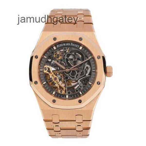 Швейцарские роскошные часы AP Наручные часы Мужские часы Royal AP Oak Series 15407OR Розовое золото Полые часы с двойным маятником Мужская мода Досуг Бизнес Спортивная машина VS0T