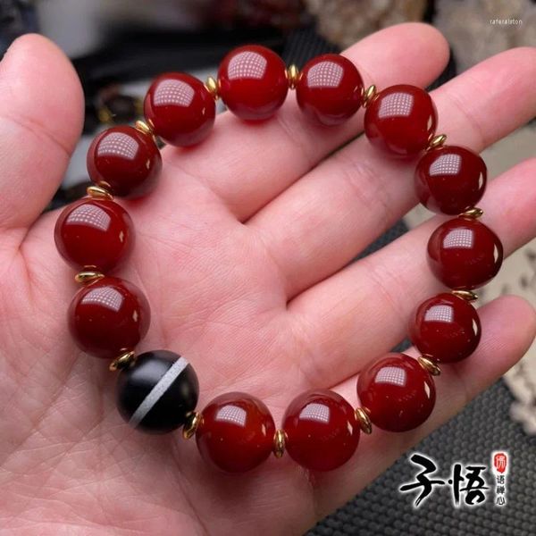 Strand Arka Red Old Agata Tibet Perline Braccialetti scuri alla moda per uomini e donne