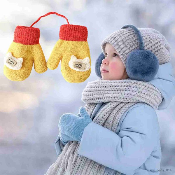 Children's Finger Gloves Girls Snow Gloves Boys Winter Kintted Gloves Ski Infant For Kids For Baby Mittens Warm Snow Gloves R231027