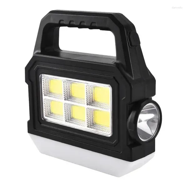 Torce elettriche Torce Faretto ricaricabile COB Faro da campeggio solare Luce 1200mAh Impermeabile 5 modalità per camminare