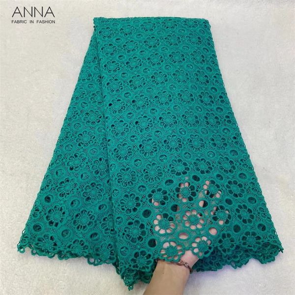 Tessuto e cucito Tessuto di pizzo cordoncino africano 5 yard Verde classico ricamo Fiore scava fuori Design Tulle francese di alta qualità Matrimonio nigeriano 231027