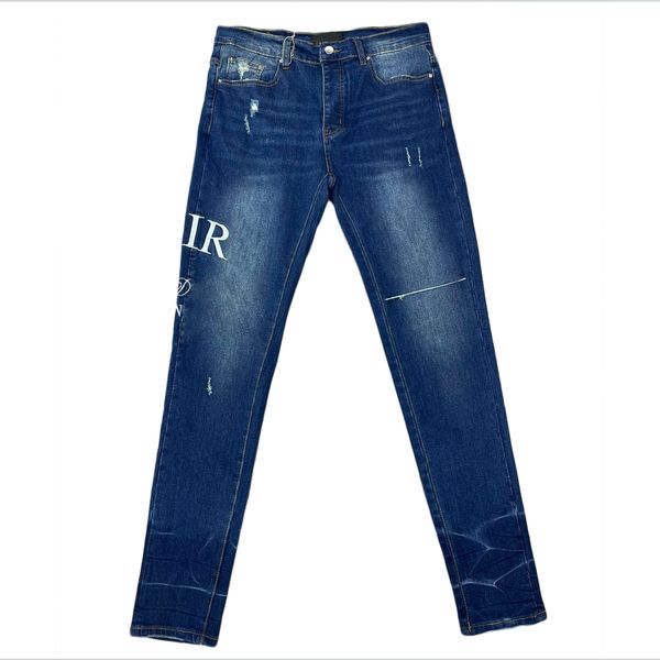 Herrenjeans, blaue Jeans, Röhrenjeans, dehnbar, INDIGO-DISTRESSED, ITALIENISCHER DENIM, SKINNY-JEANS, ULTRA-WILDLEDER-JEANS, schmale Hose mit Knopfleiste, Größe 28–38