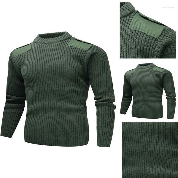 Abbigliamento da palestra Maglione tattico verde militare da uomo Autunno inverno Fondo caldo Manica lunga Pullover in maglia casual Top Abbigliamento militare Maglieria