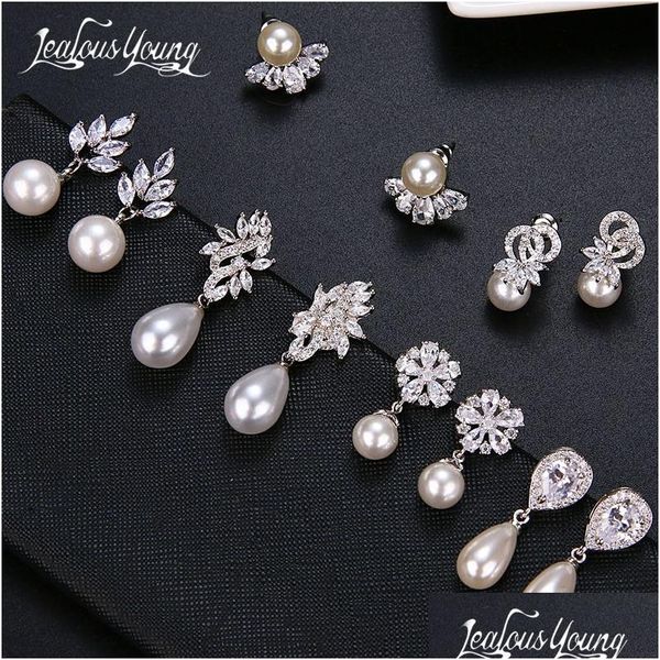 Alle Arten Mode Imitation Perle Tropfen Ohrringe Mit Zirkonia Elegante Frauen Hochzeit Ohrring Für Braut Indien Schmuck Dro Dhgarden Otgwi