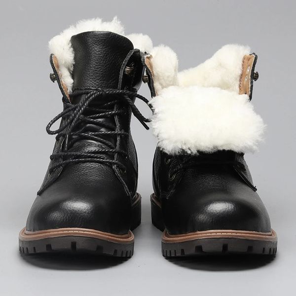 Botas de lã natural inverno genuíno couro de vaca mais quente homens ym1570 231027