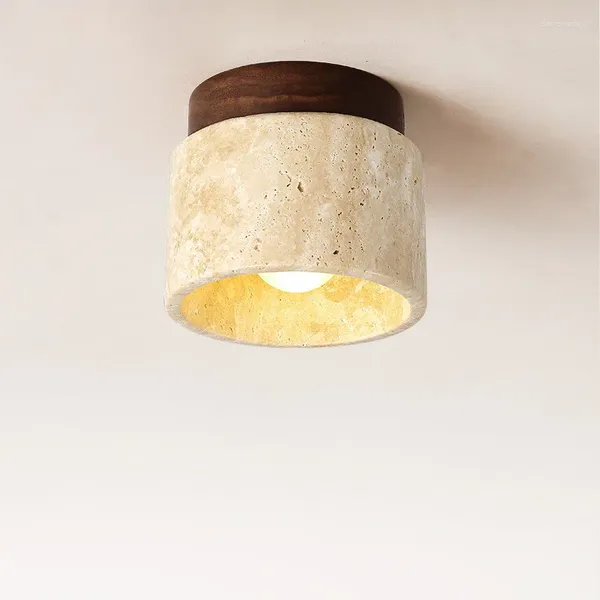 Plafoniere in stile giapponese Wabi Sabi Lampada da corridoio per balcone in pietra gialla con luce moderna e semplice per l'arredamento del ristorante