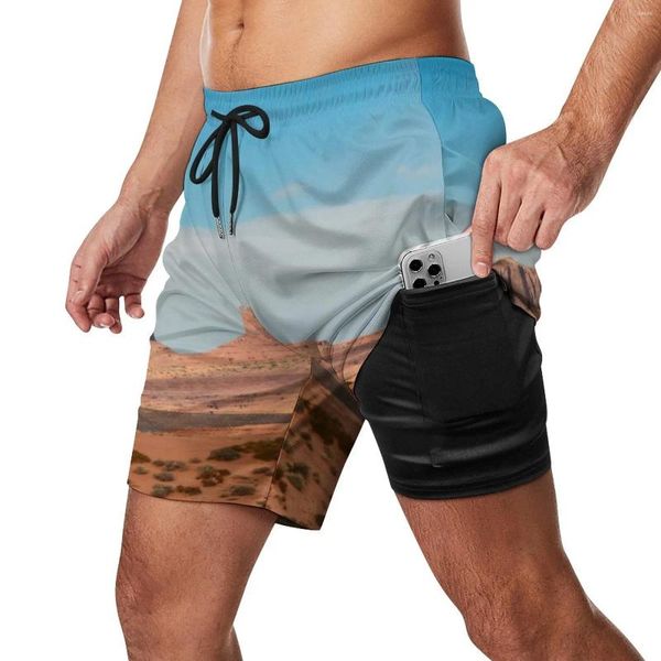 Roupas de ginástica Shorts Deserto Ocidental Casual Troncos de Natação Céu Azul Impressão Masculino Secagem Rápida Sportswear Oversize Board Calças Curtas