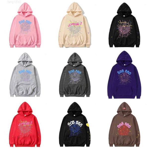 Sp5der 555 aranha hoodie designer mulheres pulôver rosa vermelho jovem bandido hoodies homens mulheres bordado web moletom corredores xku5ne87