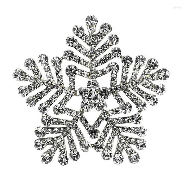 Spille 2,4 pollici stile vintage trasparente strass cristallo diamante fiocco di neve spilla natalizia gioielli regali