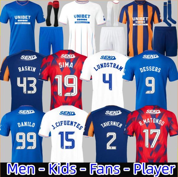 23 24 Rangers Maglie da calcio Glasgow 2023 2024 a casa 150 ° versione leggendaria Defoe Barker Morelos Men Kids Counch Fan Fans Football Kits Kits Shirts