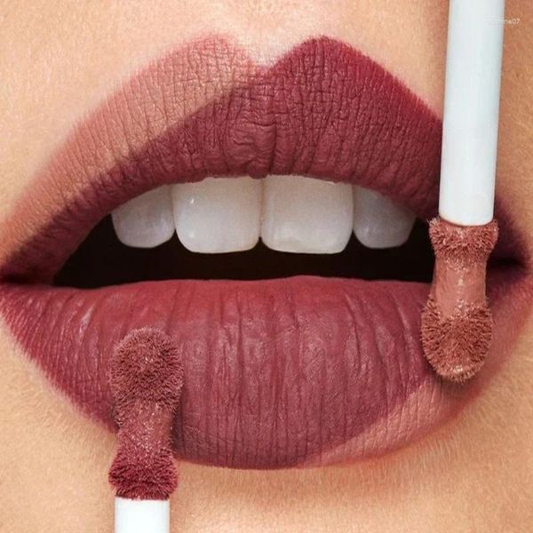 Lipgloss Nude Flüssiger Lippenstift Wasserdichter Samt Sexy Langlebige Antihaft-Tasse Rote Lippenstifte 6 Farben Frauen Korea Kosmetik