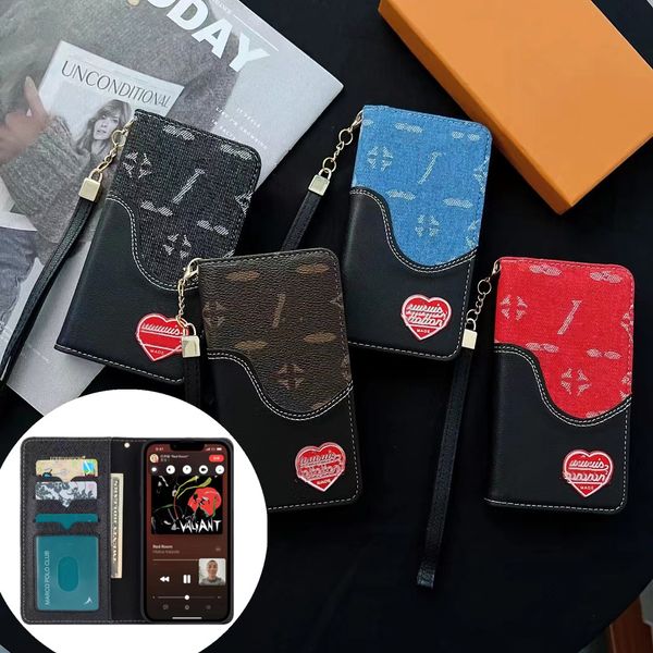 Capas de telefone de luxo Denim Couro Magnético Flip Wallet King Kong Capa para iPhone 15 14 Pro Max 13 12 Pro 11 Xs XR X 8 Plus 14Pro Back Shell Folio Mobile Cover com suporte de cartão