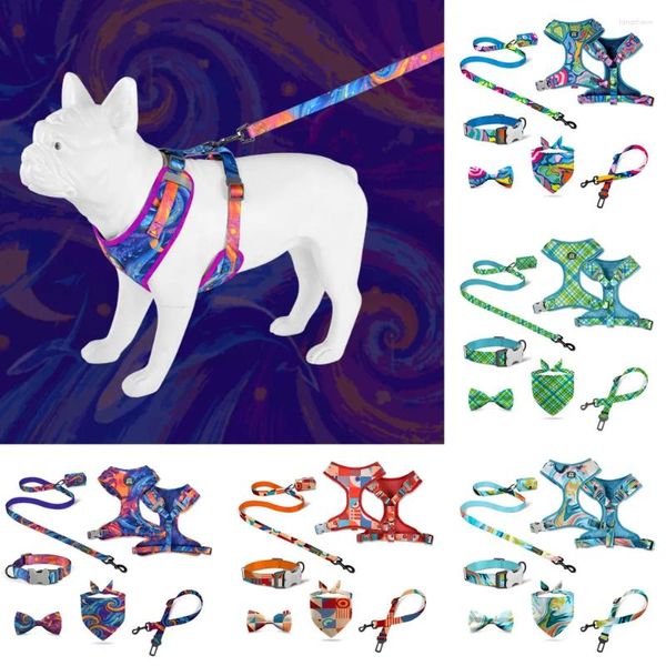 Köpek yakaları 7pcs set yansıtıcı evcil hayvan kablo demeti ayarlanabilir köpek kedi orta chihuahua için büyük yaramaz yelek küçük köpekler