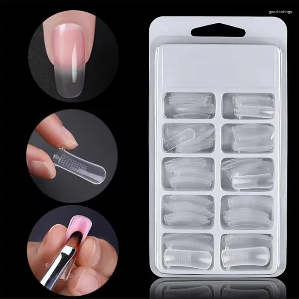 Unhas falsas 100pcs dicas de molde de construção rápida 10 tamanho diferente extensão uv gel estender ferramenta manicure construtor