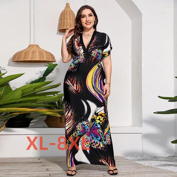 Kleider in Übergröße, 4XL, 5XL, 6XL, 7XL, 8XL, gerade, groß, für Damen, verlängertes Bodenkleid, Urlaub, Strandrock