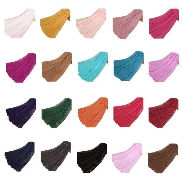 Abbigliamento etnico 18 colori Paillettes musulmani Hijab Foulard morbido Cappello da preghiera arabo per le donne Avvolgere la testa Sciarpa lunga Sciarpe grandi Tinta unita 180