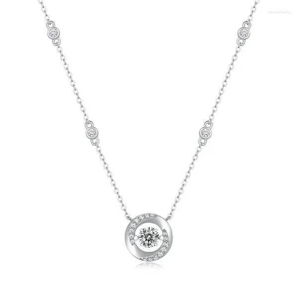 Catene Passate Prova di Diamanti 0.5ct Ciondolo Moissanite Donna Collana in Argento Sterling 925 Fidanzata Festa di Compleanno Cena Gioielleria Raffinata