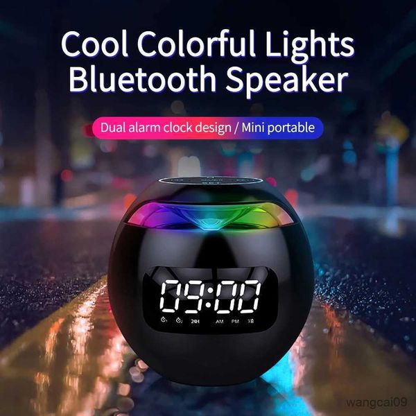 Mini altoparlanti Nuovo orologio Luci notturne colorate Altoparlante Bluetooth Mini altoparlante Bluetooth portatile per la casa con scheda display a LED Ricarica USB MP3