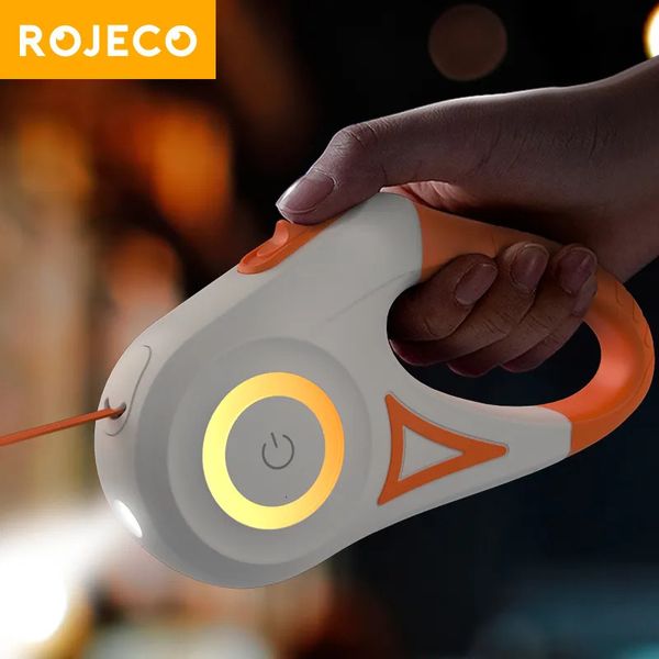 Collari per gatti Guinzagli ROJECO 5M Guinzaglio retrattile automatico per cani LED luminoso Cinghie leggere alla moda per cuccioli Flexi per cani da corsa Guinzaglio 231027