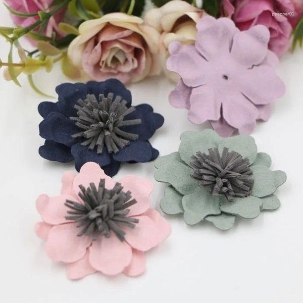 Haarspangen Diy Kinderhaarnadel/Haarschmuck 20 teile/los Bunte Korea Wildleder Cartoon Rose Blumen Form Handgemachte Super Faser Blumen