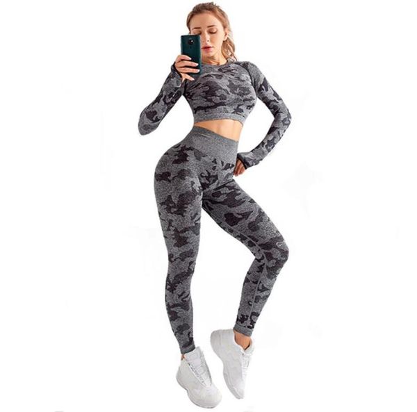 Frau Yoga Kleidung 3 Stück Camouflage Camo Yoga Set Sportbekleidung für Frauen Gym Fitness Kleidung im Freien Kleidung7786662