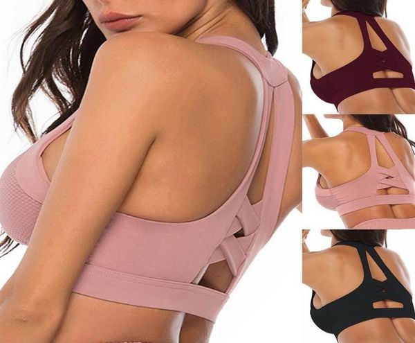 Reggiseni imbottiti da donna Supporto fitness Con spalline Allenamento sportivo Corsa Palestra Crossover Reggiseno sportivo Solid Yoga Top Scava fuori19245371