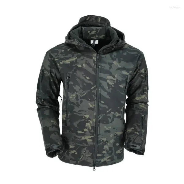 Jaquetas ao ar livre Homens Caminhadas Quente Windbreaker Camuflagem SoftShell Casaco Outono e Inverno Adicionar Veludo Roupas de Escalada de Esqui