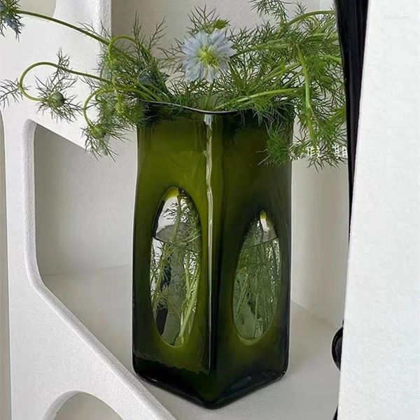 Vases Vase en verre vert français fleur décorative pour grands bouquets décor à la maison manteau et étagère affichage table à manger pièce maîtresse