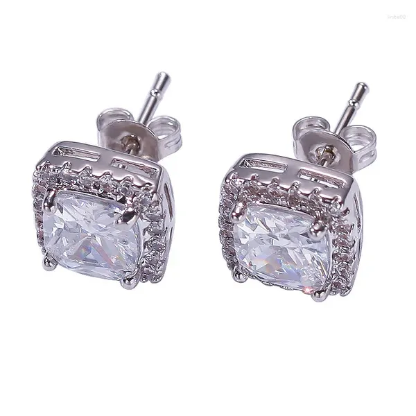 Brincos de garanhão Hip Hop CZ pavimentado Bling Out Brinco Preto Cor Prata Cubic Zirconia Para Homens Mulheres Moda Jóias