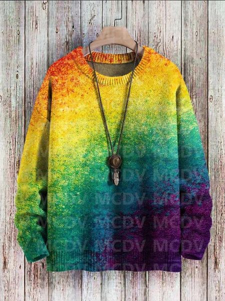 Felpe con cappuccio da uomo Abstract Multicolor Gradient Art Fashion Stampa Pullover Maglione casual lavorato a maglia da donna per uomo