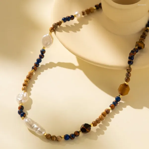 Girocollo alla moda pietra naturale imitazione perla collana per le donne semplici signore festa di compleanno regalo gioielli vendite dirette all'ingrosso