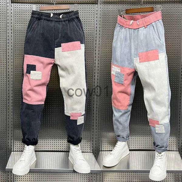 Erkekler Pantolon Bol kot pantolon harajuku hip hop popüler sokak kıyafeti tasarımcı marka harem pantolon açık gündelik ekose pantolon moda giyim j231028