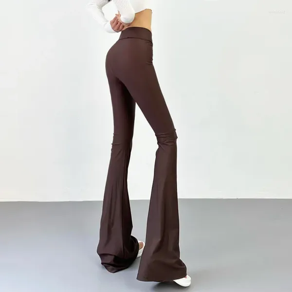 Pantaloni da donna Gambe TVVOVVIN Slim Long V-Waist Flare Primavera 2023 Vita alta Versatile Moda Casual Pavimento Spazzatrice BJU6