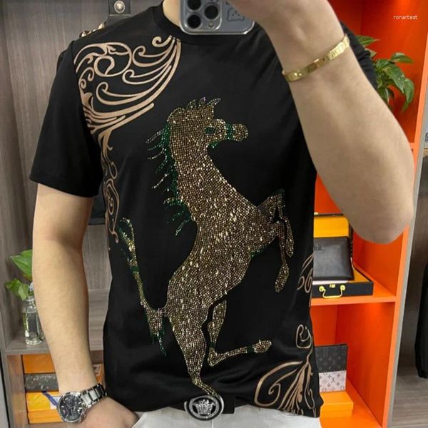 T-shirt da uomo Top estivo O-Collo T-shirt a maniche corte T-shirt da uomo Strass animali Social Club Abiti Tee Shirt Homme