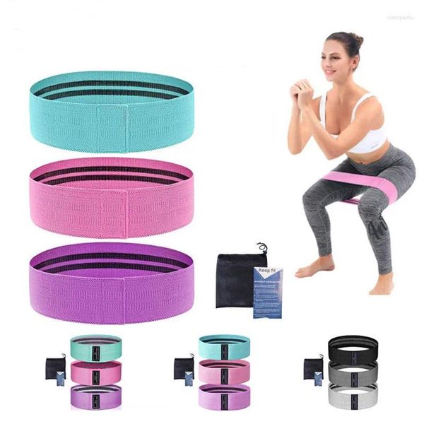 Faixas de resistência para quadril, fitness, exercício, conjunto de treino, tecido, laço, yoga, 3 peças, para perna, coxa, busquat, equipamento de glúteo