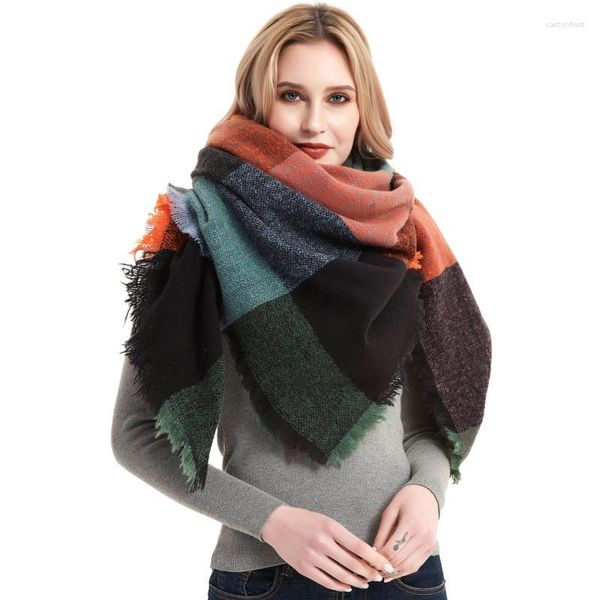 Abbigliamento etnico 2023 Europa America Stile invernale Sciarpa da donna Calore ispessito Scialle da donna Plaid caldo Sciarpe di cashmere Scialli