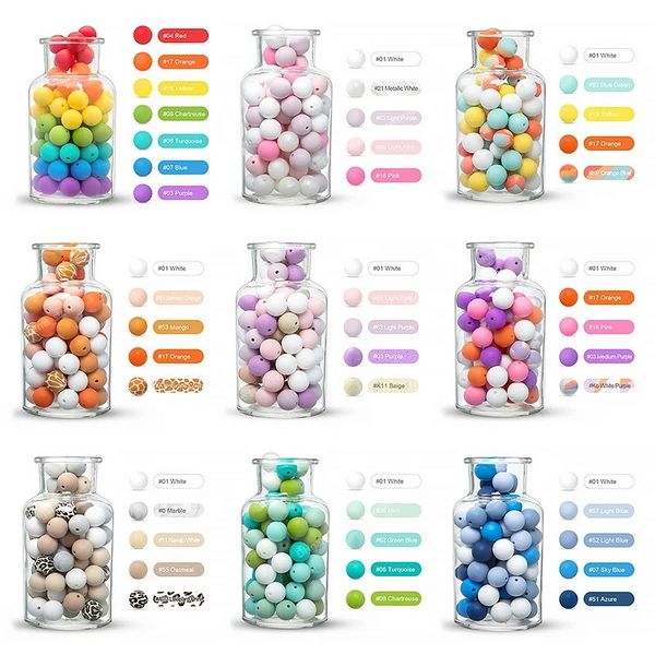 50 pezzi da 50 pc/lotto silicone sciolto da 12 mm Accessori per ciucini fai -da -te Bracciale per perle di gioielli BPA BPA Gioielli con perline rotonde gratuite