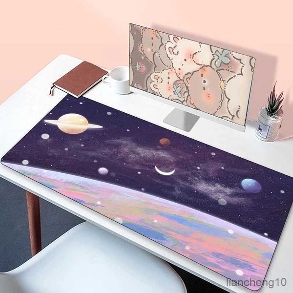 Mouse pads pulso céu estrelado deskmat mousepad laptops estendido pad gamer teclado acessórios de computador mausepad mouse tapetes antiderrapantes pc r231028