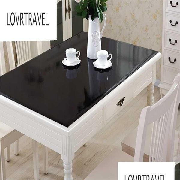 Tabela pano preto pvc toalha de mesa d impermeável vidro macio óleo de cor sólida 1.0mm fosco decoração de casa 211103 gota entrega jardim tex dhszz