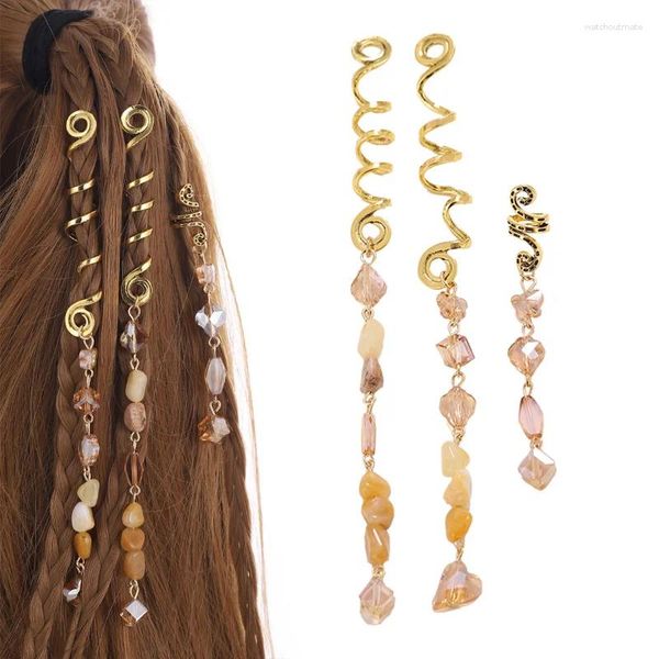 Grampos de cabelo natural cristal pedra pingente em forma de cobra hairpin trança clipe moda estilo trança acessórios