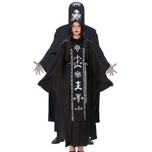 Halloween-Kostüme, Cosplay-Kostüm, M-XL, Herren- und Damenpaar, Zauberer-Roben, Kostüm, böser Magier, Vampir-Kostüm, Halloween-Geist-Gruppenkostüme