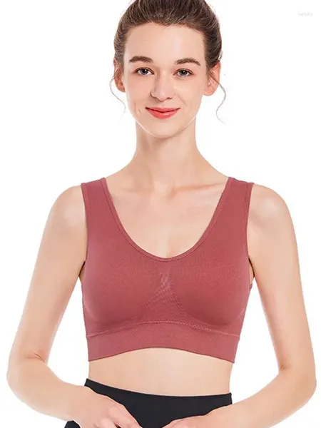 Yoga roupa feminina sem costura sutiã sem almofada sutiã roupa interior peito sono esportes colete grande tamanho superior algodão bralette