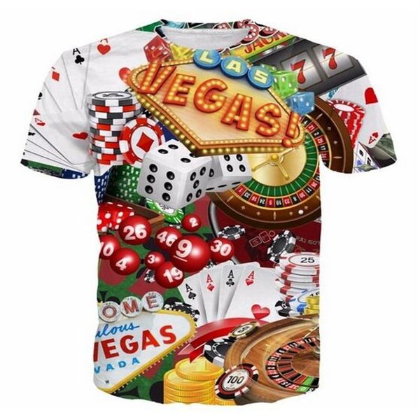 Mais recente moda masculina e feminina sobre Las Vegas Swag estilo verão camisetas estampa 3D casual camiseta tops plus size BB0131268D