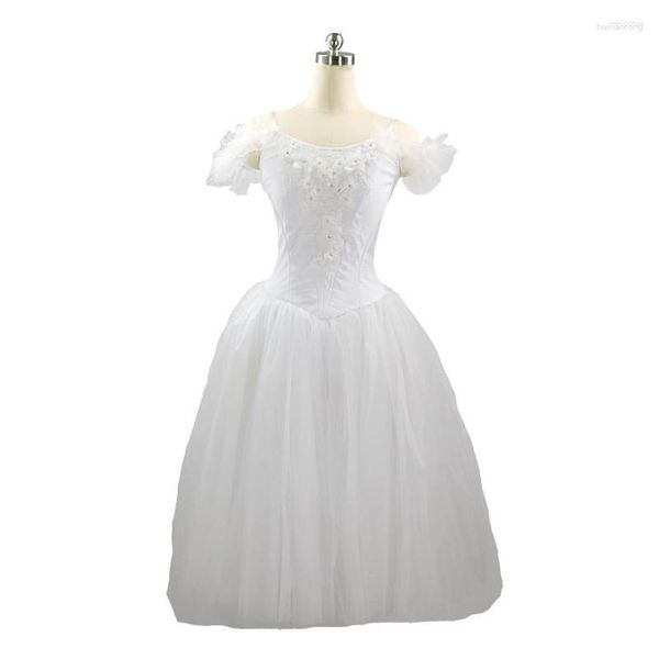 Сценическая одежда, белое длинное романтическое балетное платье для женщин и девочек, белое длинное романтическое платье