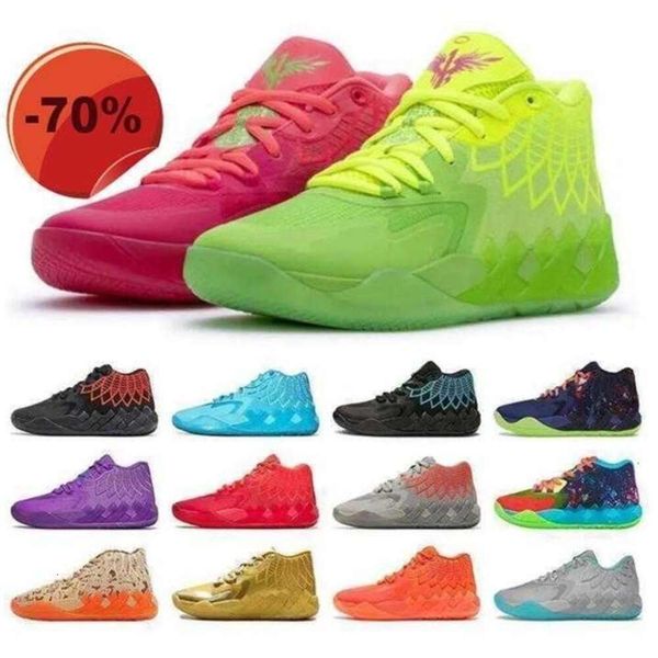 Com caixa MB.01 2023 LaMelo Ball MB-1 Homens Mulheres Basquete Sapato Verde Vermelho Azul Rick Morty Trainer Respirável Confortável Esporte S