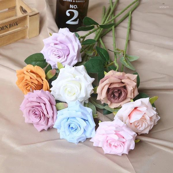 Fiori decorativi Ramo di diamanti Rose arricciate artificiali Composizione floreale per matrimonio Accessori Decorazioni per la casa Puntelli Po Regalo di San Valentino