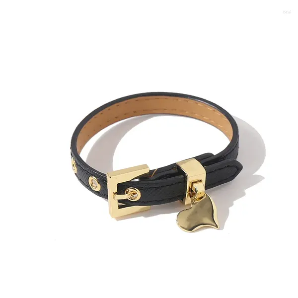 Armreif Hohe Qualität Gold Farbe Glatte Liebe Herz Anhänger Legierung Armband Für Frauen Mode Schmuck LB083