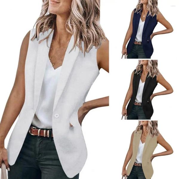 Abiti da donna Good Lady Gilet senza maniche Blazer da donna Temperamento Colletto rovesciato Cappotto da abito formale Lungo