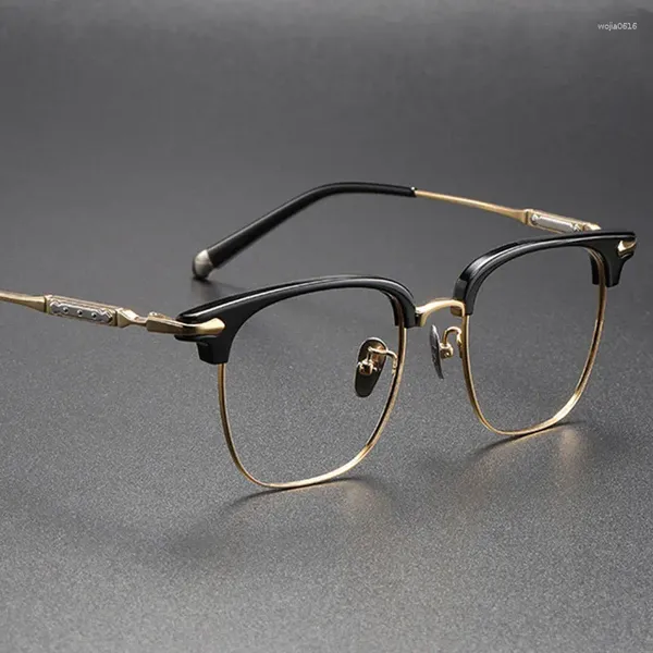 Óculos de sol quadros 56404 homens luxo liga de titânio sobrancelha quadro prescrição óculos quadrados coreano óptico